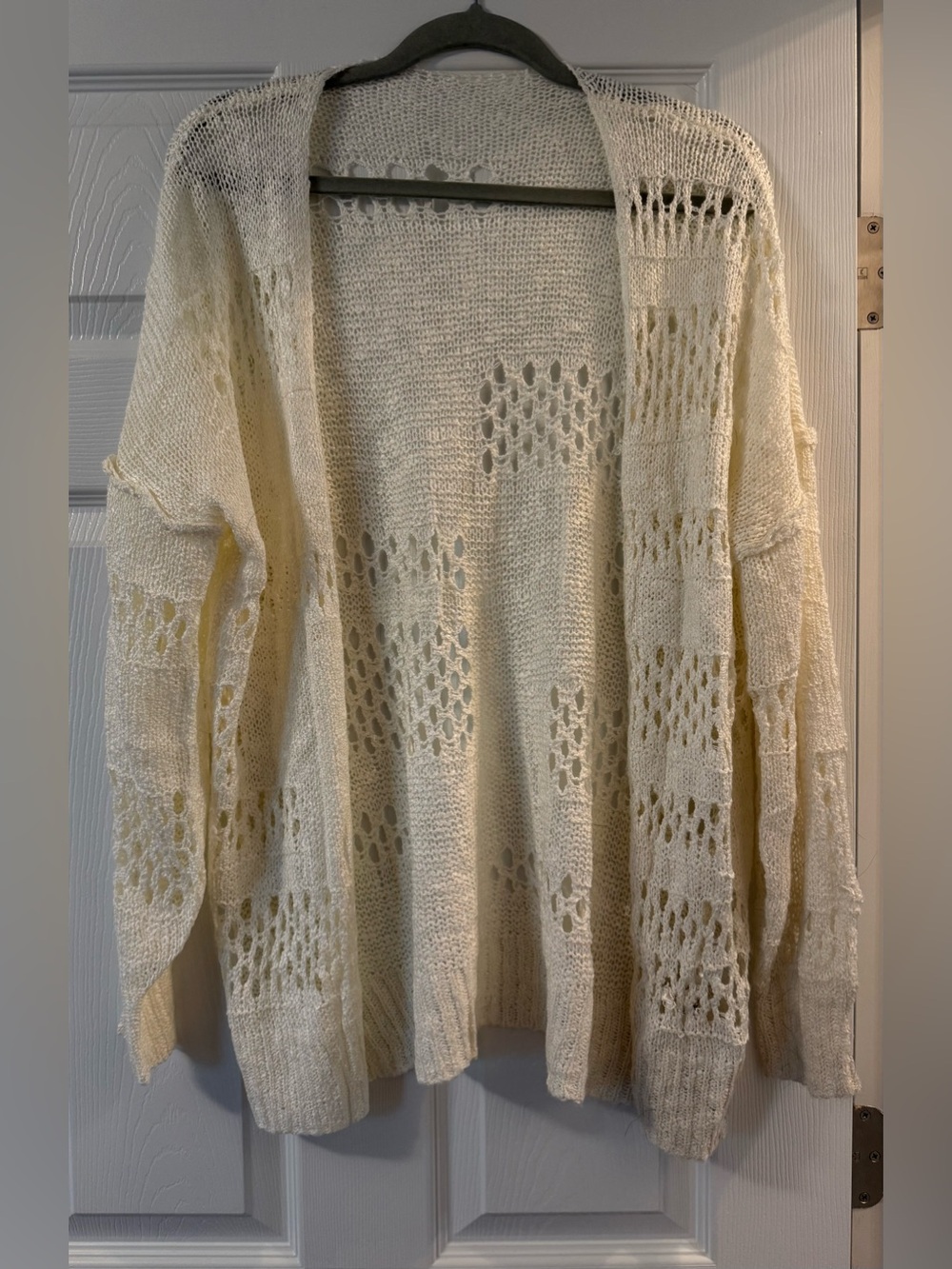 Source Unknown Cream Open-Knit Cardigan Sweater